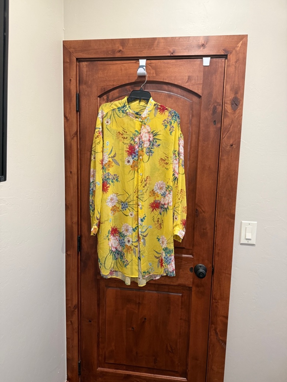 Yellow Floral Button-Up Tunic Blouse by Karen Kane